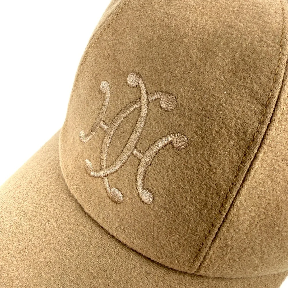 HERMES Serena Lift Beige Cashmere Baseball Cap Hat 57 - Picture 8 of 10